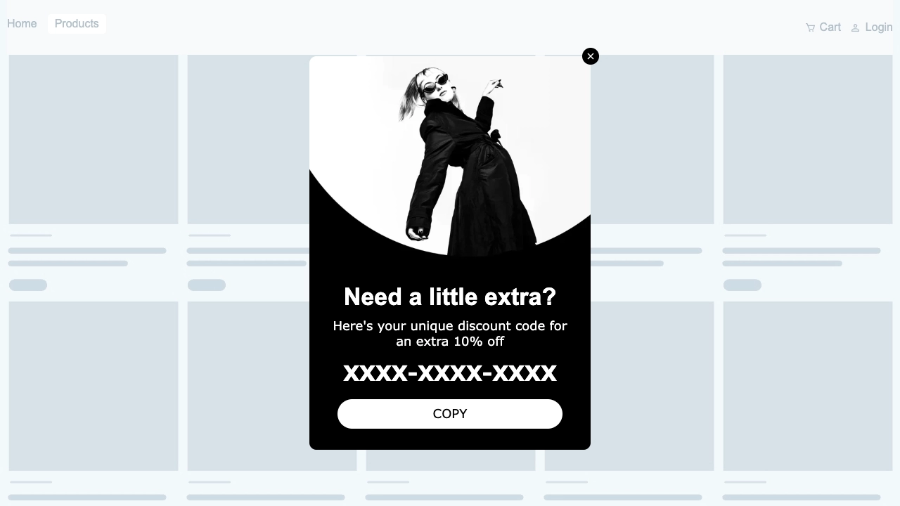 Popup campaign with giveaway offer, countdown timer, and email signup form for increasing sales and conversions.
