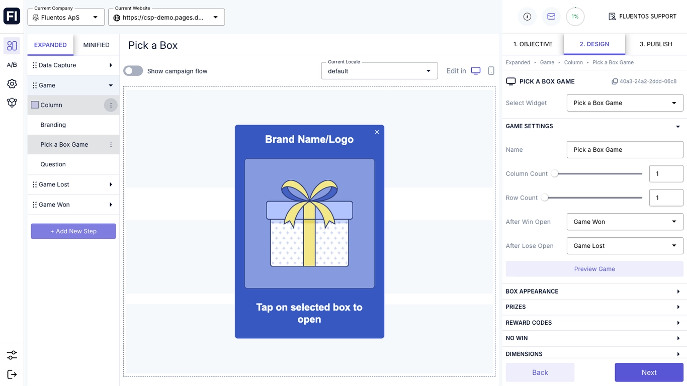 Fluentos Setup Gamification Rewards