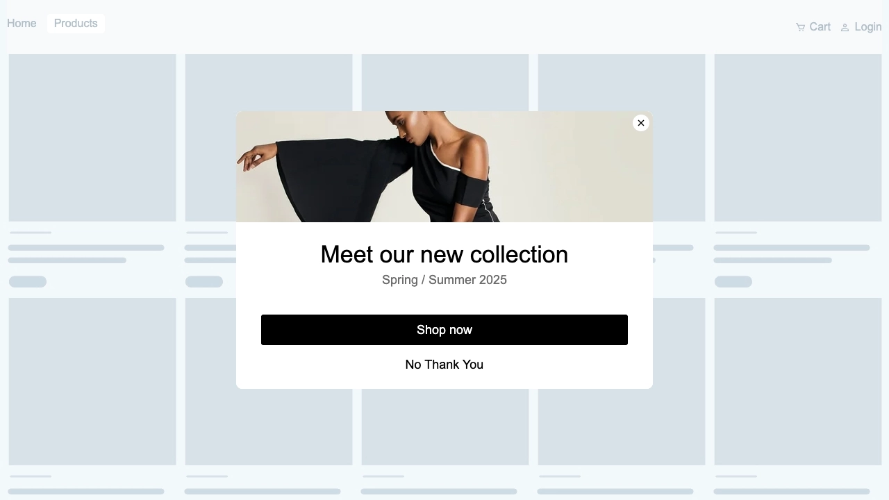 Back-in-stock popup campaign with email signup form for product availability notifications.