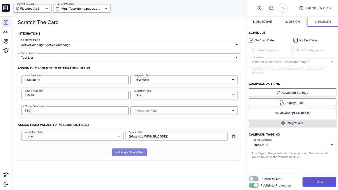 Fluentos privacy-first popup builder and Google Sheets integration dashboard with minimal user data collection.