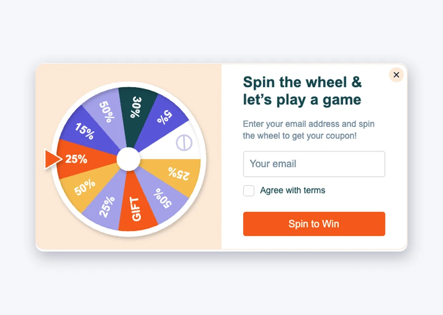 Fluentos Spin the Wheel gamified popup