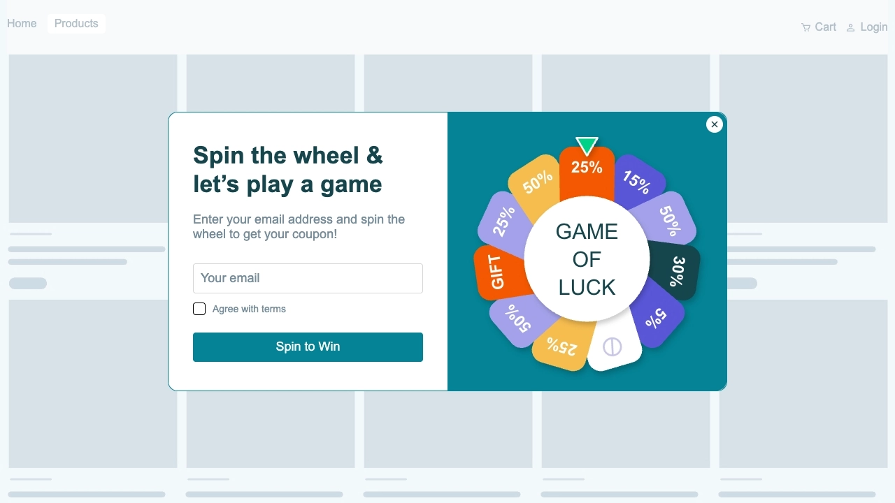Cart abandonment popup with free shipping progress bar and exit-intent messaging to improve conversions.