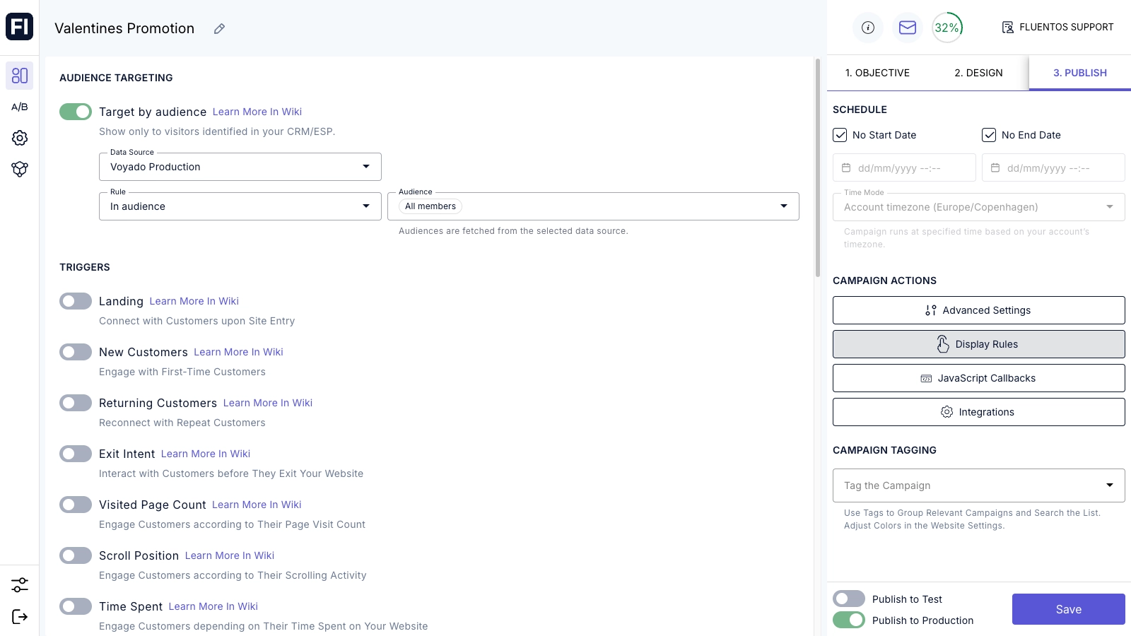Voyado targeting in Fluentos Dashboard