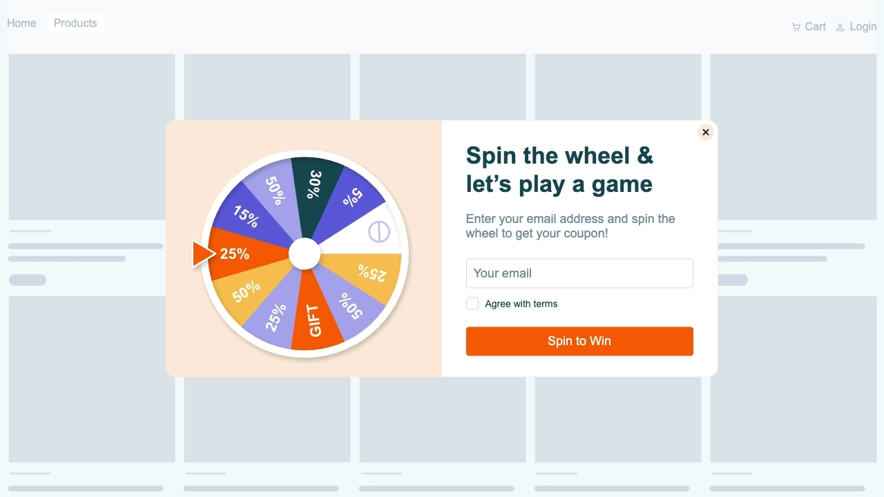 Fluentos Spin the wheel Popup