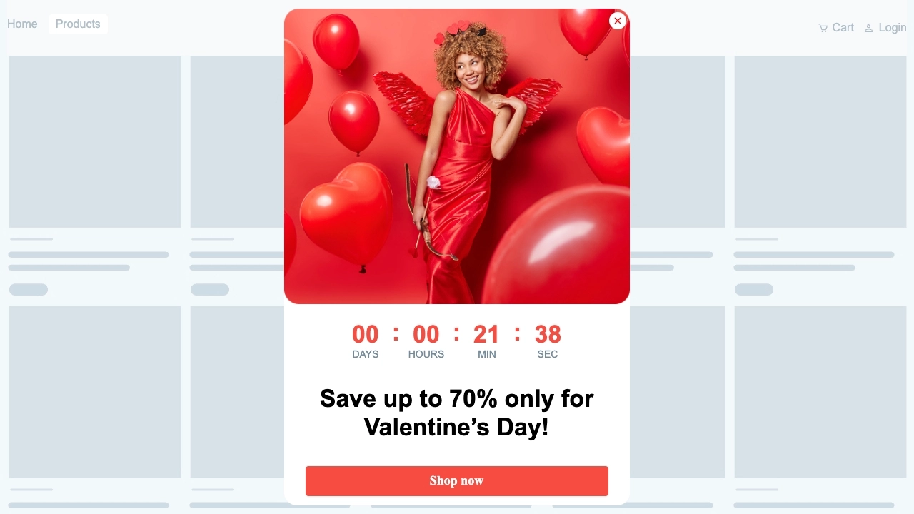 Fluentos Seasonal Valentine Offer Popup
